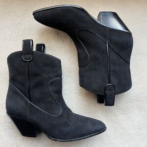 Giuseppe Zanotti‎ Black Suede w/ Patent Leather Trim Western Boots EU 36 US 6